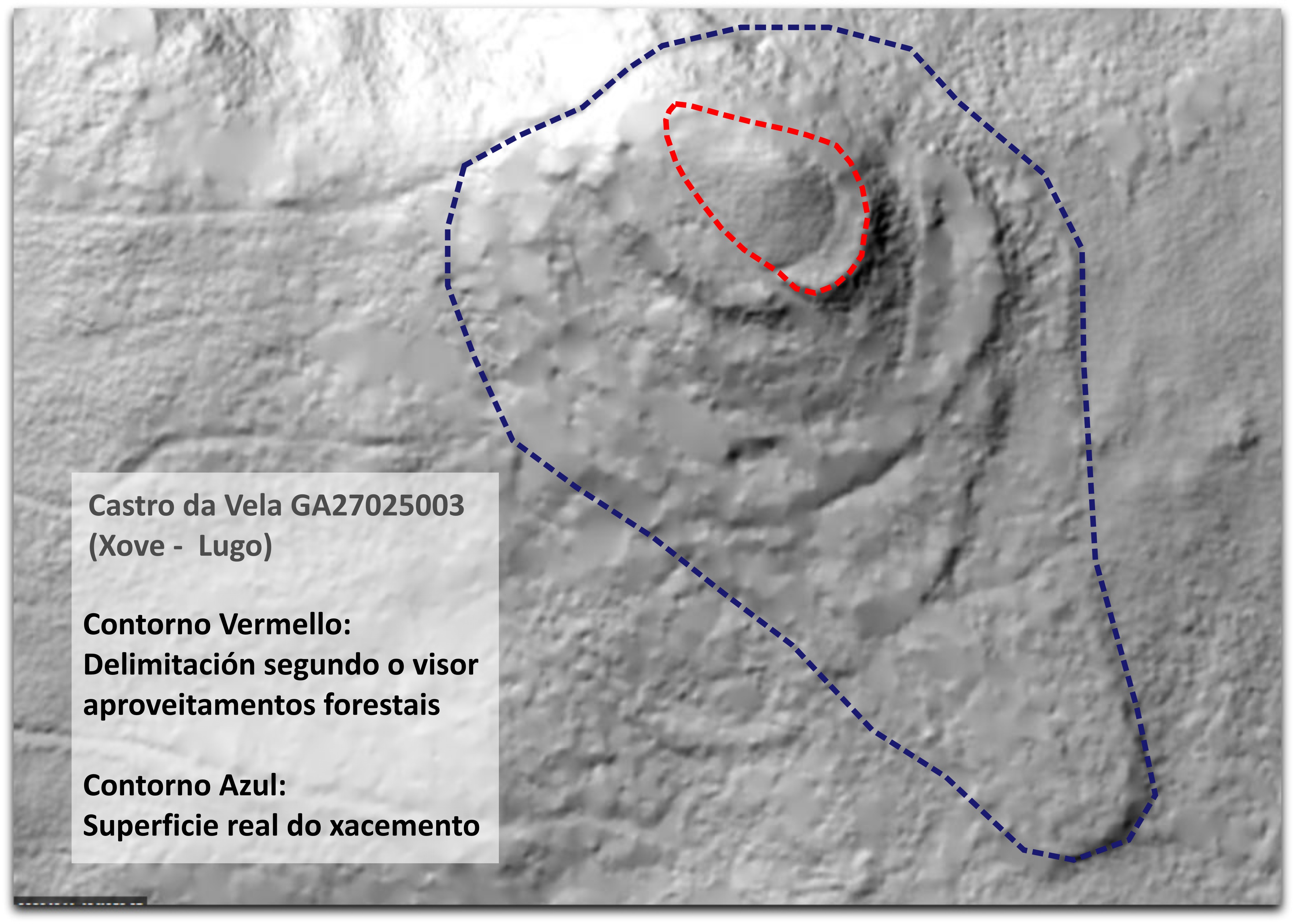 Delimitacin errnea do Castro da Vela (Xove) no visor da Xunta.